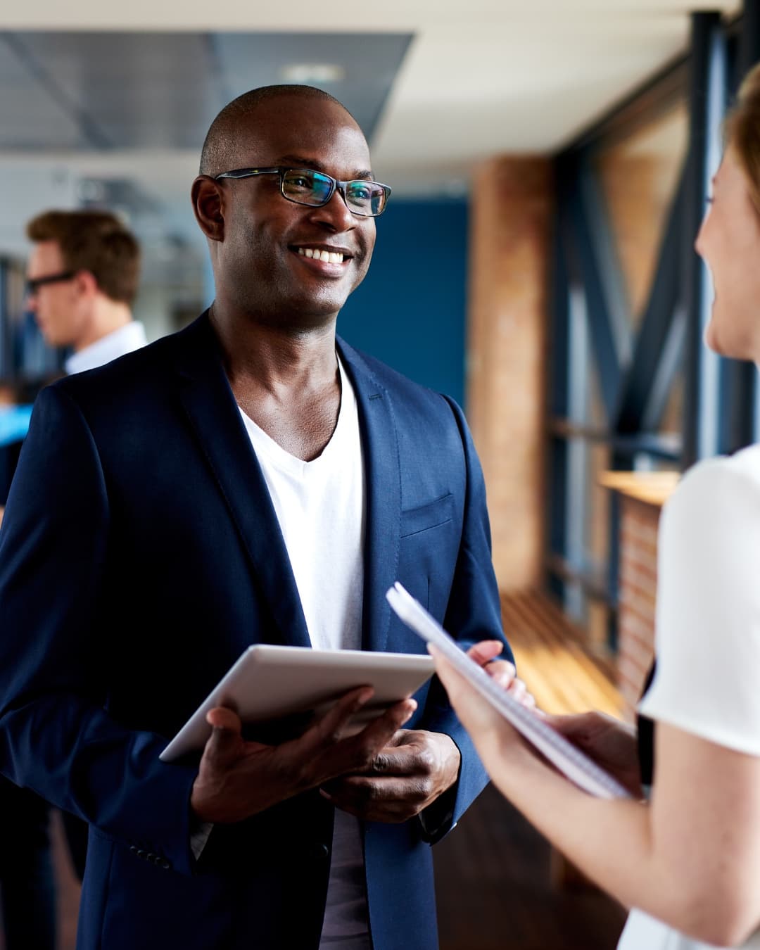 A recruiter and candidate in conversation