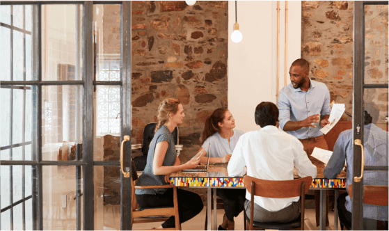 A diverse leadership team collaborating